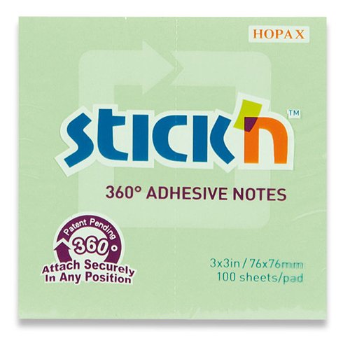 Samolepic bloek Stickn Notes 360 - 76 x 76 mm, 100 list, zelen