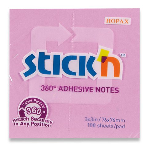 Samolepic bloek Stickn Notes 360 - 76 x 76 mm, 100 list, rov