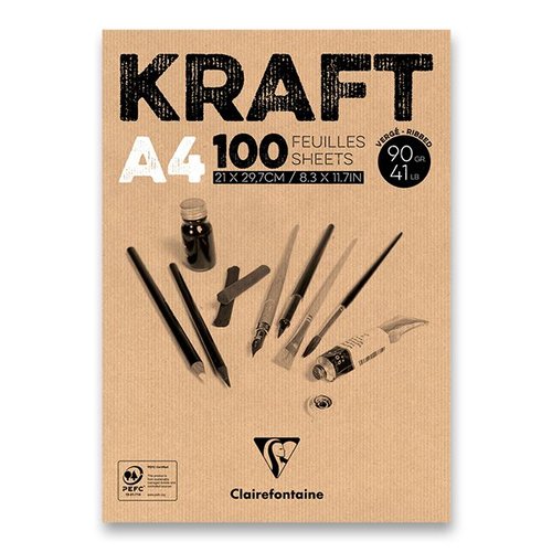 Blok Clairefontaine Brown Kraft A4, 100 list, 90 g