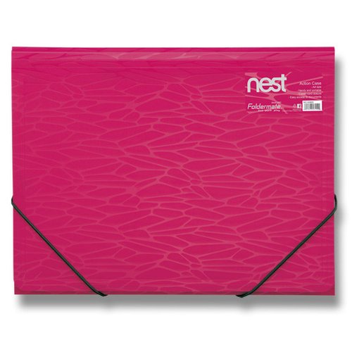 FolderMate Tříchlopňové desky s gumou Nest - A4, růžová