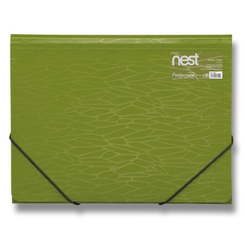 FolderMate Tříchlopňové desky s gumou Nest - A4, oivově zelená