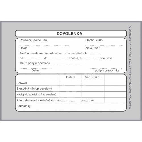 Dovolenka A6 Aposol 090600, 50 list