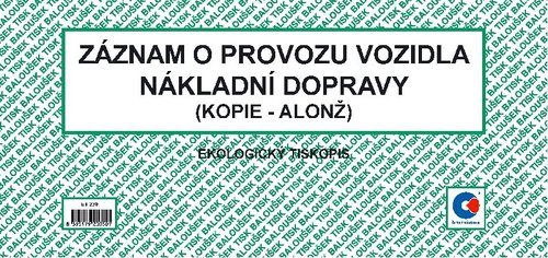 Zznam o provozu vozidla nkladn dopravy 2/3 A4