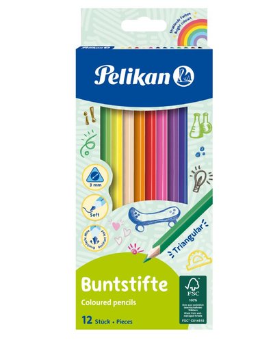 Pelikan Pastelky trojhrann 12barev