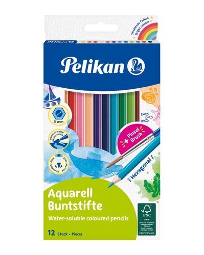 Pelikan Pastelky akvarelov estihrann 12barev