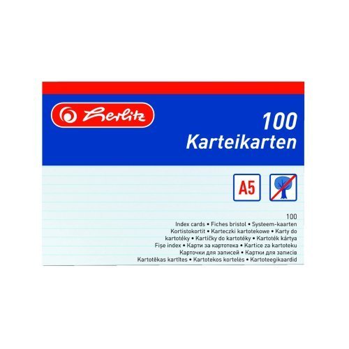 Herlitz Karty do kartotky A5/100 ks bl