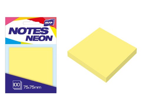 Bloek samolepc 75x75mm 100 list lut neon