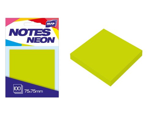 Bloek samolepc 75x75mm 100 list zelen neon