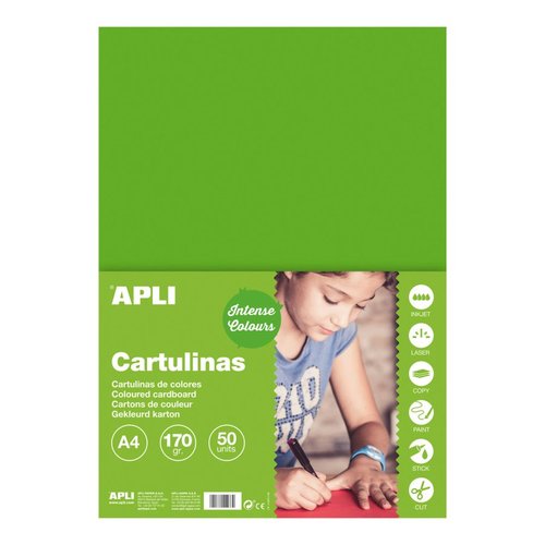 APLI barevn papr, A4, 170 g, trvov zelen