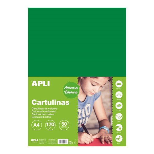 APLI barevn papr, A4, 170 g, tmav zelen
