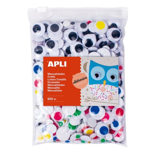 APLI MOVING EYES - oi kulat, Jumbo pack, 600 ks, samolepic, mix velikost a b