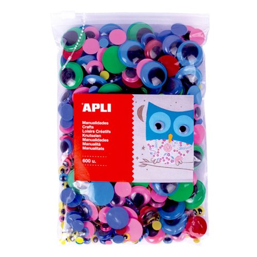 APLI MOVING EYES - oi kulat, Jumbo pack, 600 ks, nelepic, mix velikost a bar