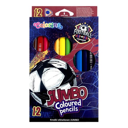 Colorino pastelky trojhrann JUMBO - Football, 12 barev