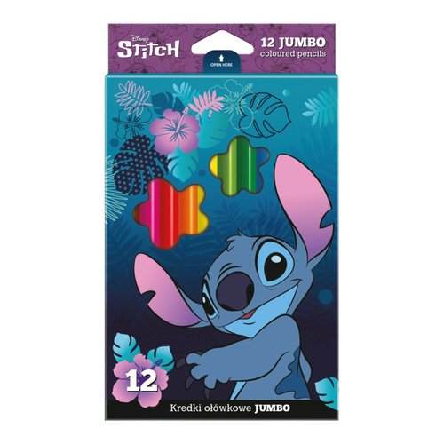 Colorino pastelky trojhrann JUMBO - Stitch, 12 barev
