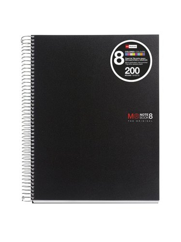 Miquelrius poznmkov blok Basic NB-8, A4, 70 g, PP, 200 list, linka, ern