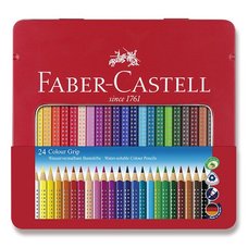 Faber-Castell Pastelky Grip 2001 plechov krabika, 24 barev