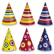 Amscan Papírové barevné kloboučky se vzorem mix motivů