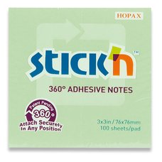 Samolepicí bloček Stick´n Notes 360 - 76 x 76 mm, 100 listů, zelený