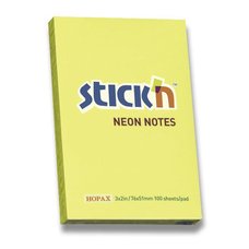 Samolepicí bloček Hopax Neon Stick Notes - 76×51 mm, žlutý