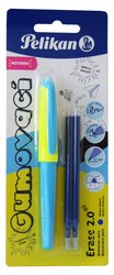 Gumovac pero neonov modr,1 ks+2npln