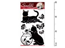 Samolepící dekorace 10063 černé kočky s akváriem 60x32cm