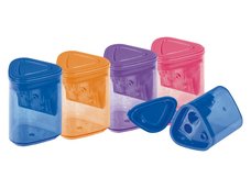 MFP Ořezávátko plastové dvojité se zásobníkem mix barev
