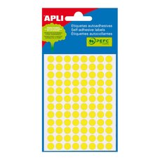 APLI samolepic etikety fluo, O 8 mm, lut