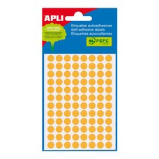 APLI samolepic etikety fluo, O 8 mm, oranov