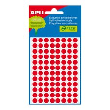 APLI samolepic etikety fluo, O 8 mm, erven