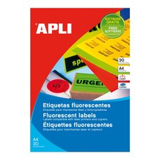 APLI univerzln etikety fluo, 64 x 33,9 mm, oranov