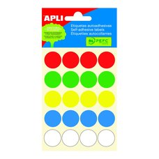 APLI samolepic etikety, O 19 mm, mix barev