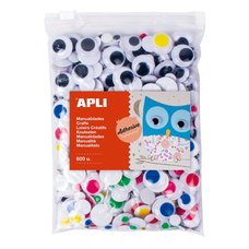 APLI MOVING EYES - oi kulat, Jumbo pack, 600 ks, samolepic, mix velikost a b