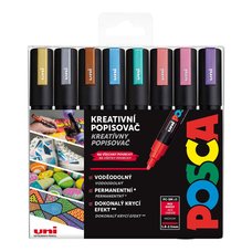 Posca sada popisova PC-5M, 1,8 - 2,5 mm, metalick barvy (8 ks)