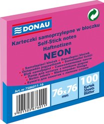 DONAU samolepic bloek, 76 x 76 mm, 100 list, neonov rov